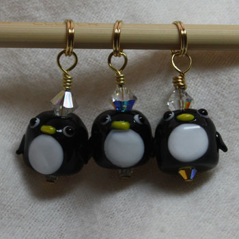 Victoria S Beaded Stitch Markers - Penguin Peace