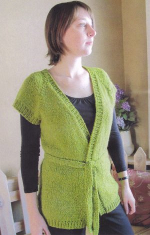 Knitting Pure and Simple Women's Cardigan Patterns - 0114 - Cap Sleeve Wrap Cardigan Vest Pattern