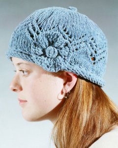 Fiber Trends Pattern Patterns - Lace Cap With Knit Flower Pattern