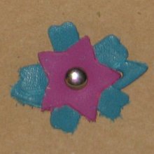 Grayson E Soft Leather Flowers - Tiny Blue and Pink