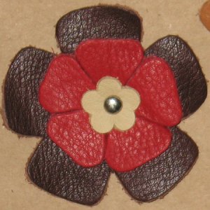 Grayson E Soft Leather Flowers - Large Brown and Red