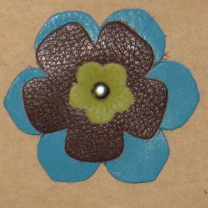 Grayson E Soft Leather Flowers - Large Blue and Black