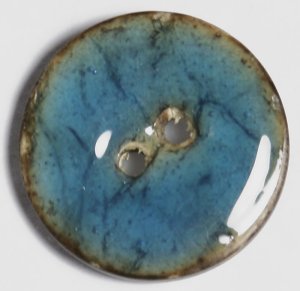 Jim Knopf Wood Buttons - Coconut and Enamel - Turquoise - 7/8"