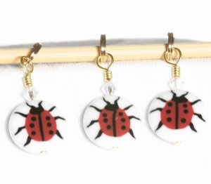 Victoria S Beaded Stitch Markers - Ladybug