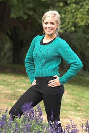 Plymouth Yarn Sweater & Pullover Patterns - 2170 Woman's Lace Panel Pullover Pattern