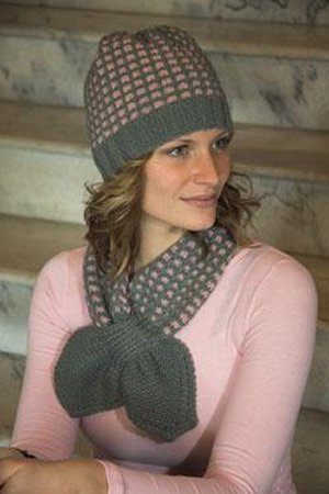 Plymouth Yarn Sweater & Pullover Patterns - 2135 Mosaic Scarf and Hat Pattern