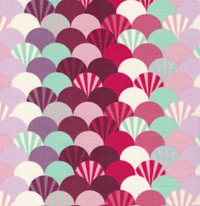 Tula Pink Parisville Fabric - Fans - Pomegranate