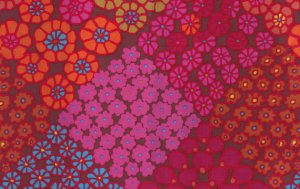 Kaffe Fassett Tile Flowers Sateen Fabric - Red
