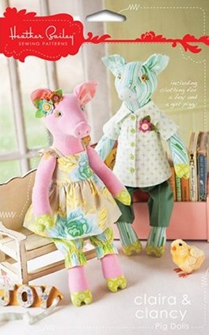 Heather Bailey Sewing Patterns - Claira & Clancy Pig Dolls Pattern