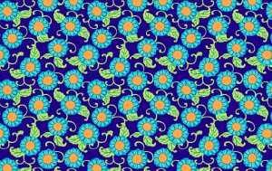 Amy Butler Lark Fabric - Button Flowers - Navy