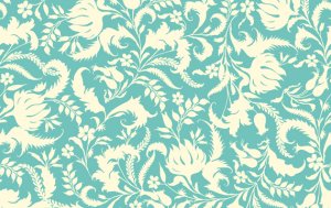 Amy Butler Lark Sateen Fabric - Ivy Bloom - Lake