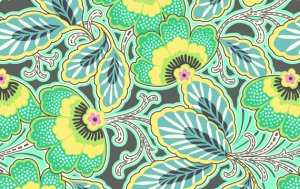 Amy Butler Lark Sateen Fabric - Floral Couture - Charcoal