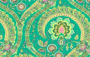 Amy Butler Lark Sateen Fabric - Feather Paisley - Jade