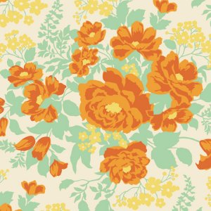 Joel Dewberry Heirloom Fabric - Rose Bouquet - Amber