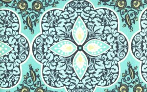 Amy Butler Daisy Chain Fabric - Pressed Flowers - Turquoise