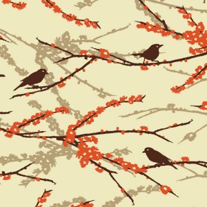 Joel Dewberry Aviary 2 Fabric - Sparrows - Bark