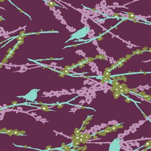 Joel Dewberry Aviary 2 Fabric - Sparrows - Lilac