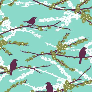 Joel Dewberry Aviary 2 Fabric - Sparrows - Plum