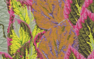 Philip Jacobs Begonia Columns Fabric - Green
