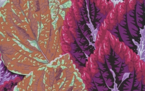 Philip Jacobs Begonia Columns Fabric - Purple