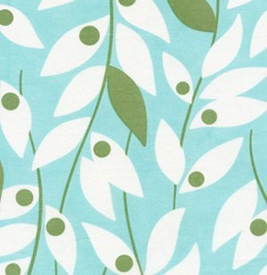 Heather Bailey Nicey Jane Laminate Fabric - Lindy Leaf - Blue