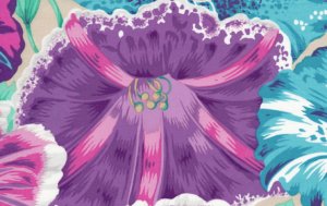 Philip Jacobs Moon Flower Fabric - Lavender