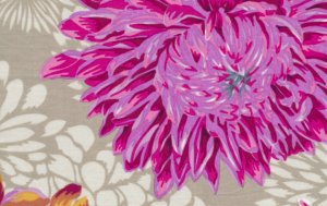Philip Jacobs Floating Mums Fabric - Taupe