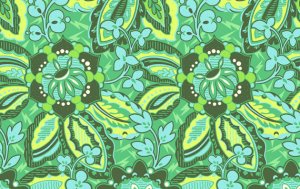 Amy Butler Organic Soul Blossoms Fabric - Trailing Orchid - Grass