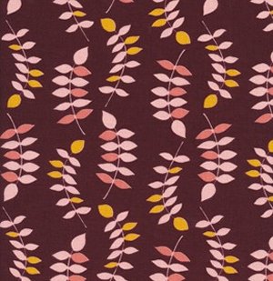 Valori Wells Jenaveve Linen Fabric - Leaves - Merlot
