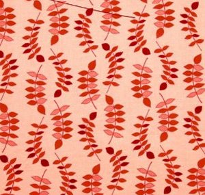 Valori Wells Jenaveve Linen Fabric - Leaves - Raspberry