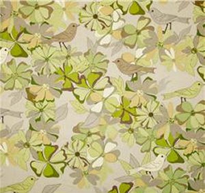 Valori Wells Jenaveve Linen Fabric - Floral Birds - Sage