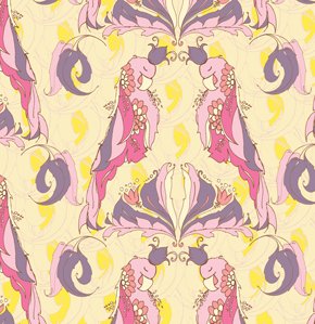 Tina Givens Pernilla's Journey Fabric - Royal Parrot - Lemon Creme