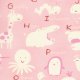 David Walker Baby Talk - Animal Alphabet - Pink Fabric photo