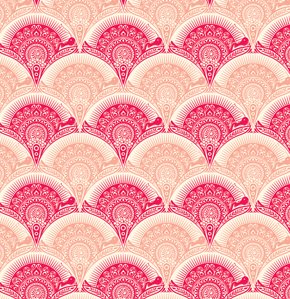 Tula Pink Prince Charming Fabric - Snail Scallop - Coral