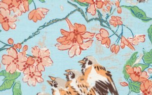 Melissa White Misaki Fabric - Sparrows and Blossom - Edo