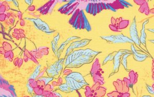 Melissa White Misaki Fabric - Sparrows and Blossom - Jaipur