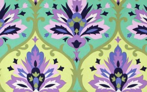 Amy Butler Love Laminate Fabric - Trumpet Flower - Emerald