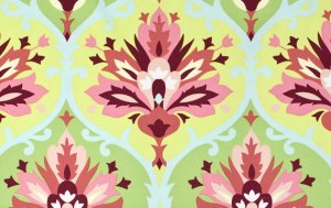 Amy Butler Love Laminate Fabric - Trumpet Flower - Pink