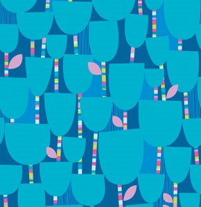Erin McMorris Summersault Fabric - Pixie Stick Posies - Turquoise