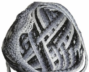 Knitting Fever Flounce Metallic Yarn - 02 White, Grey, Black w/Silver