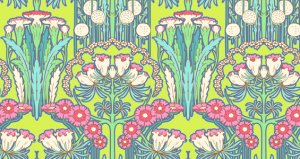 Amy Butler Soul Blossoms Fabric - Fuchsia Tree - Chartreuse