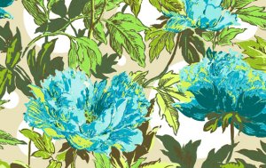 Amy Butler Soul Blossoms Fabric - Twilight Peony - Azure