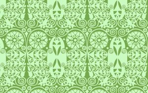 Amy Butler Soul Blossoms Fabric - Temple Doors - Basil