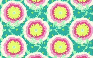Amy Butler Soul Blossoms Fabric - Buttercups - Spearmint