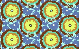Amy Butler Soul Blossoms Fabric - Buttercups - Cyan