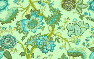 Amy Butler Organic Soul Blossoms Voile Fabric - Night Tree - Lime Peel