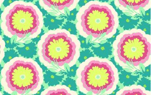 Amy Butler Organic Soul Blossoms Voile Fabric - Buttercups - Spearmint