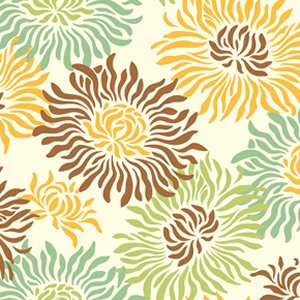 Heather Bailey Freshcut Fabric - Graphic Mums - Brown