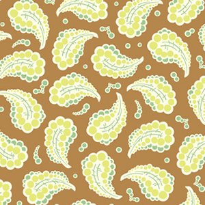 Heather Bailey Freshcut Fabric - Dotted Paisley - Brown