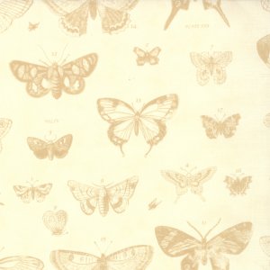 3 Sisters Papillon Fabric - Butterfly Etchings - Ivory (4070 11)